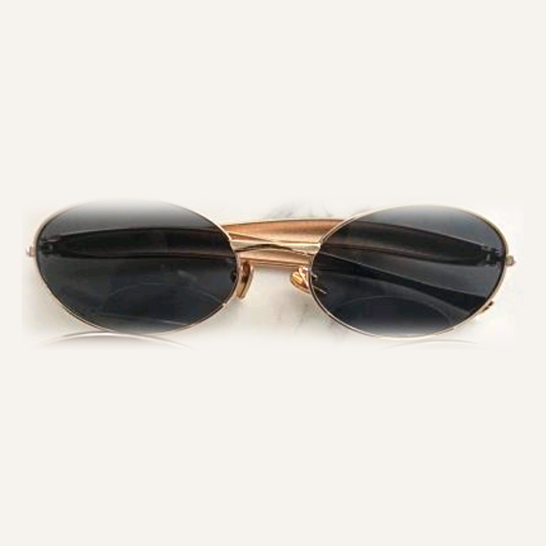 Gold Metal Oval Sunglasses – Black Lens