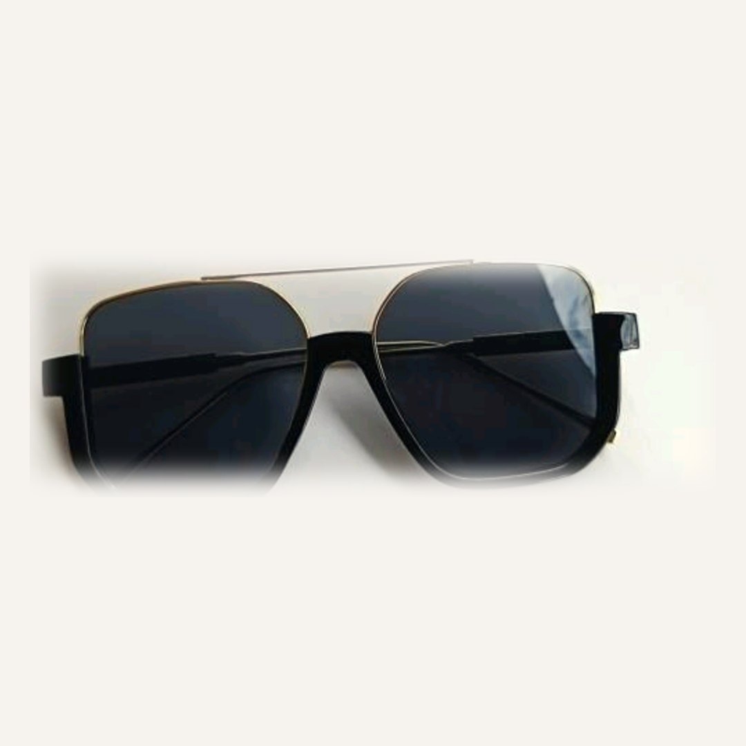 Half-Rim Square Sunglasses – Black